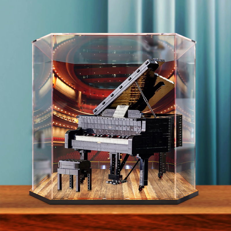 适用乐高21323钢琴IDEAS系列亚克力展示盒 防尘罩积木模型收纳盒