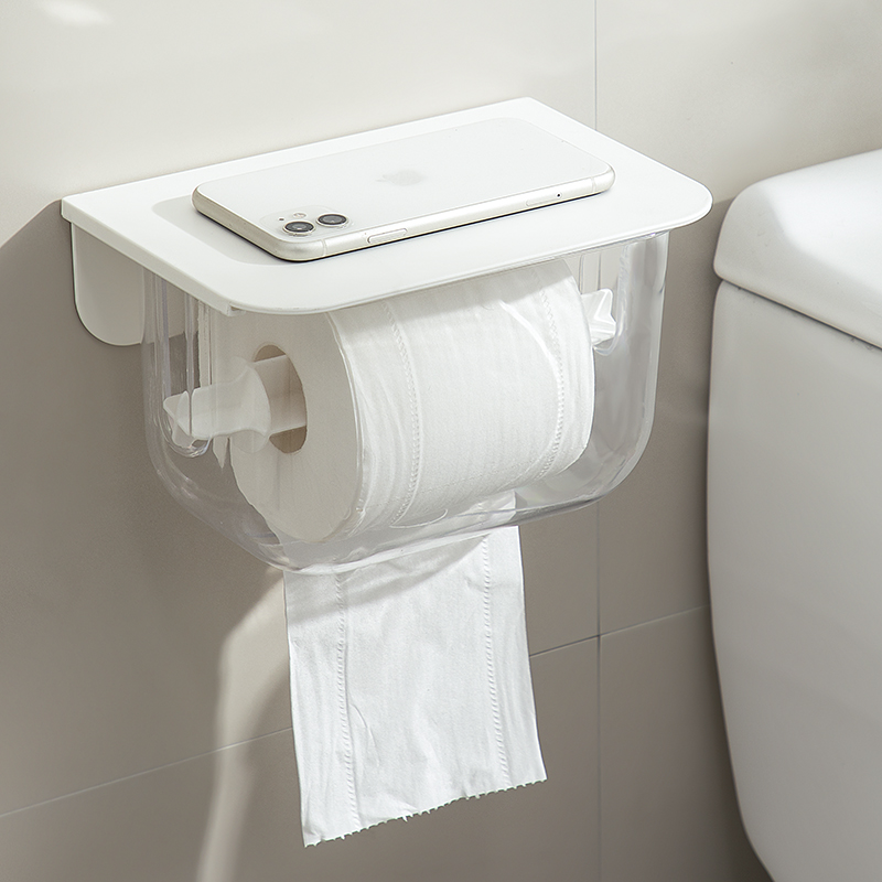 厕所纸巾盒免打孔防水壁挂式卫生间洗脸巾收纳盒卷纸置物架厕纸盒