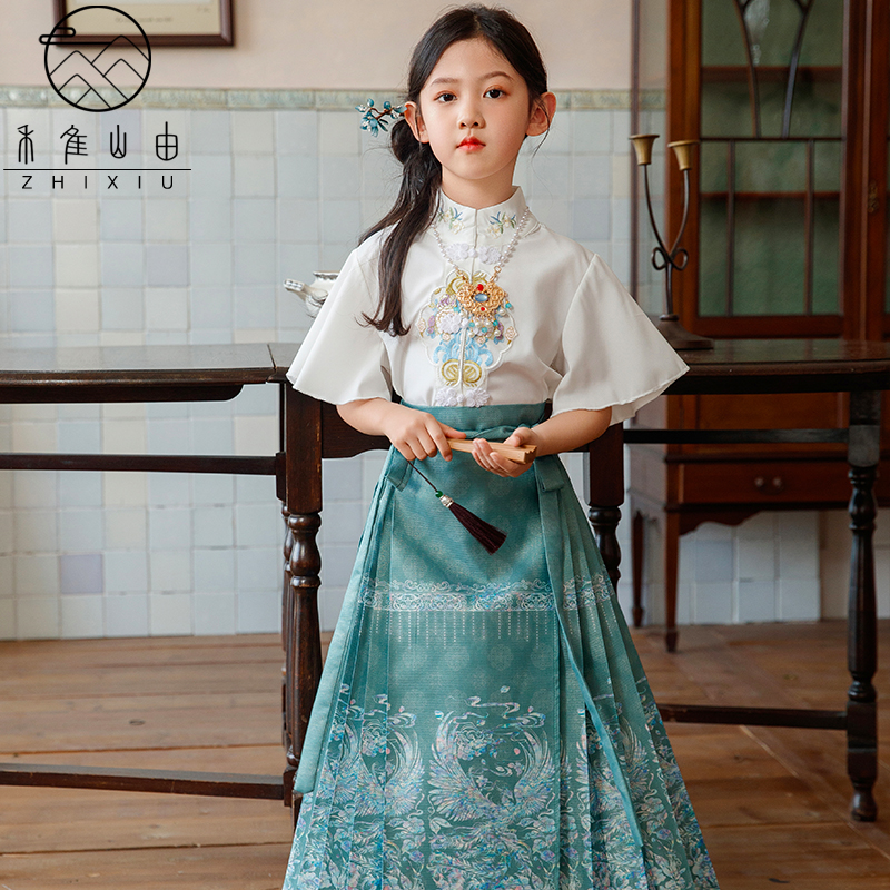 女童汉服马面裙2024夏装新款儿童新中式中国风唐装女孩国学古装裙