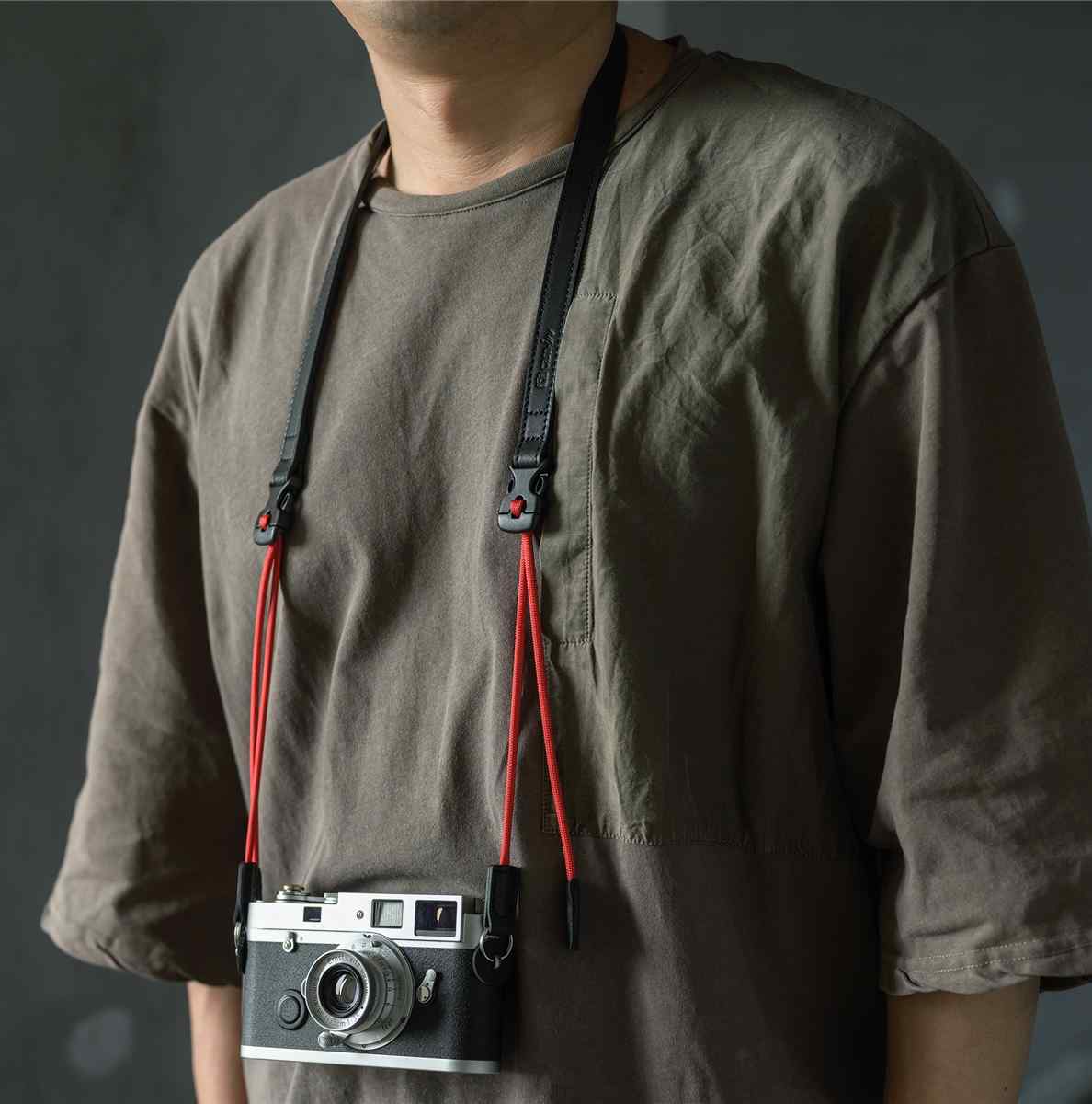 cam-in 意大利植鞣牛皮快速拆卸相机背带登山绳时尚斜挎摄影肩带