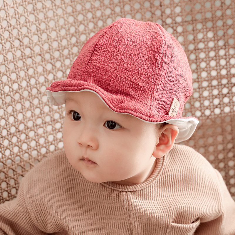 韩国进口婴儿新年帽子秋冬纯棉男女宝宝遮阳帽可爱红色渔夫帽胎帽