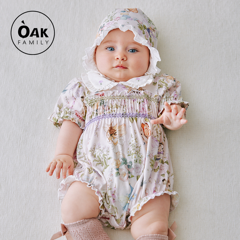 Oak Family婴儿包屁衣夏季薄款纯棉宝宝衣服婴幼儿短袖三角爬服