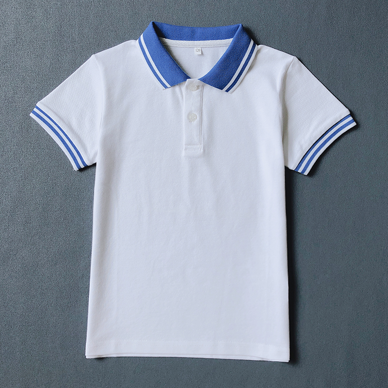 2022夏季新款儿童短袖校服白色T恤男女童纯棉上衣学生校服POLO衫