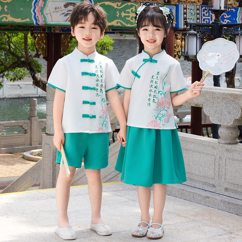 儿童汉服夏装男女童中国风古装夏季表演服古风唐装六一演出服套装