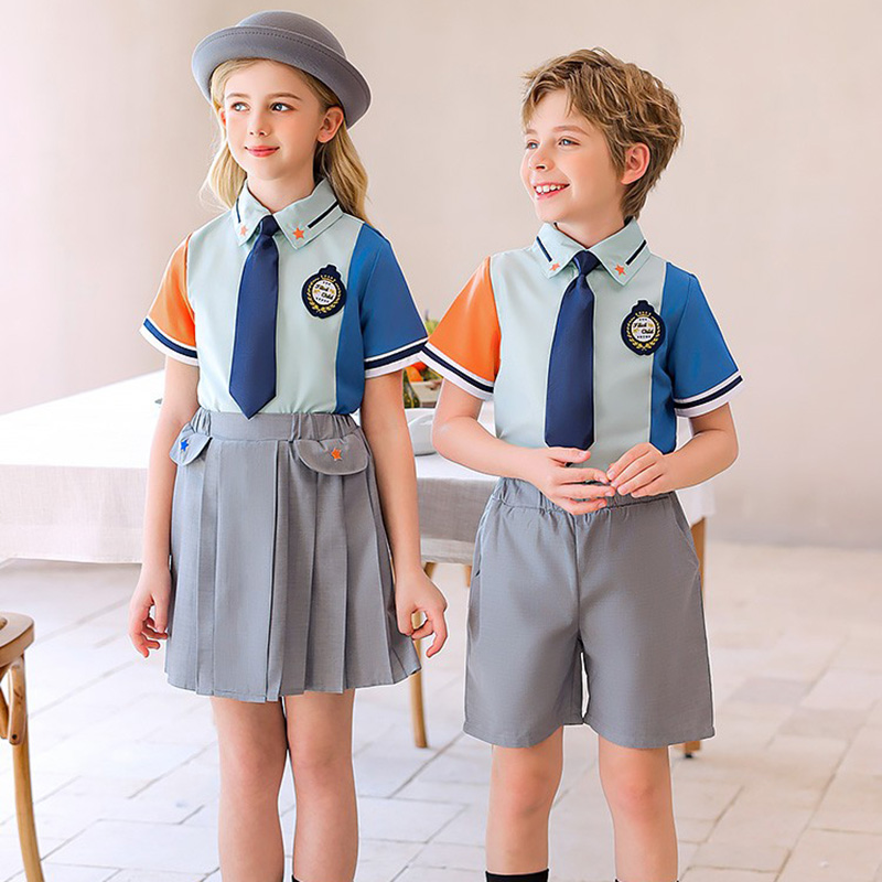 英伦学院风校服套装小学生夏季新款纯棉班服男女童幼儿园服表演服