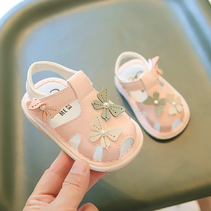 宝宝韩版护脚凉鞋2023夏季婴儿女童鞋子0-2岁 女孩软底叫叫学步鞋
