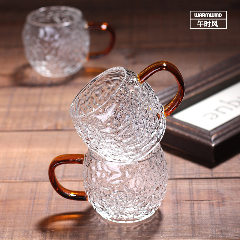 午时风耐热玻璃功夫茶杯带把品茗加厚水杯迷你小杯子家用茶具套装