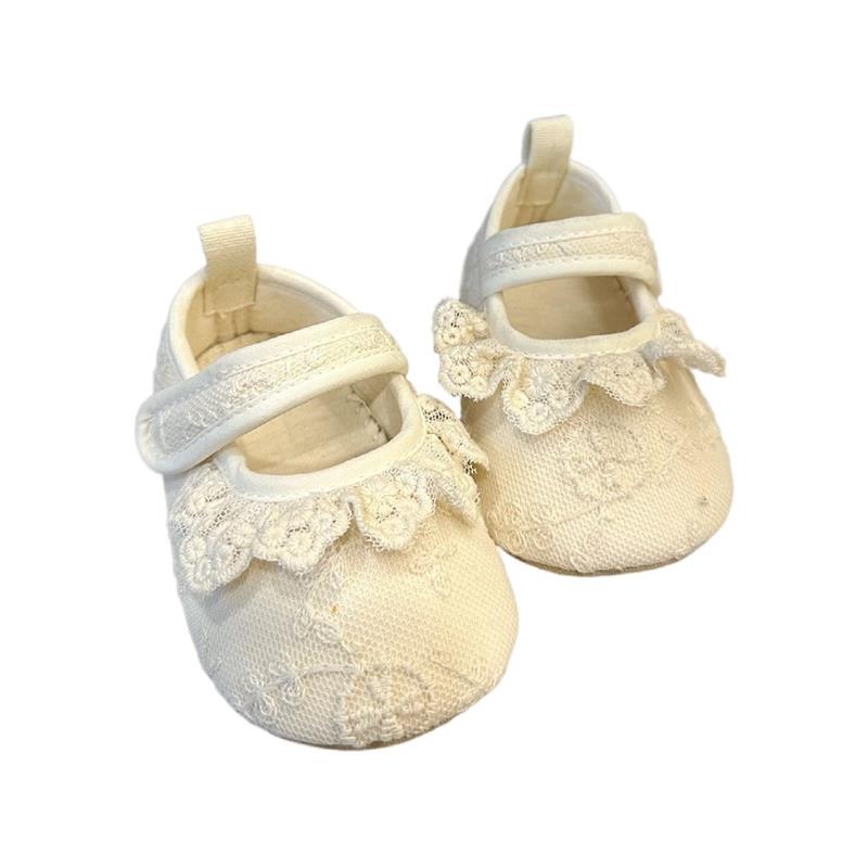 春秋婴儿宝宝蕾丝公主鞋0-1岁学步彩棉新生儿百天周岁布鞋不掉鞋