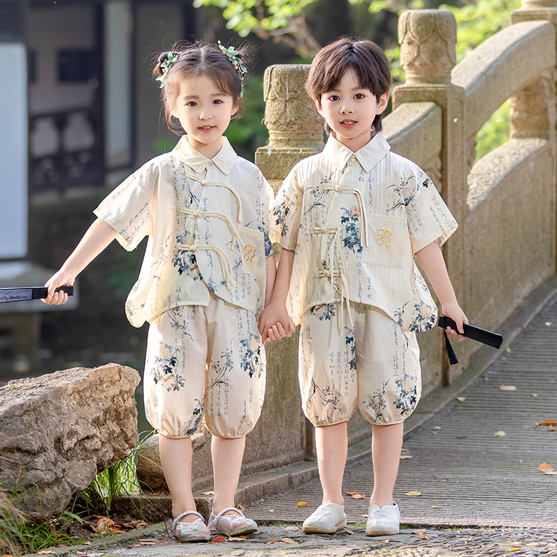 男童汉服套装女童国风唐装夏季儿童中式古装宝宝薄款六一演出服装