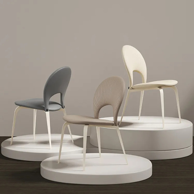 新贝A055款法油式奶风餐简椅家用现代约网红设计师咖啡椅高级感白