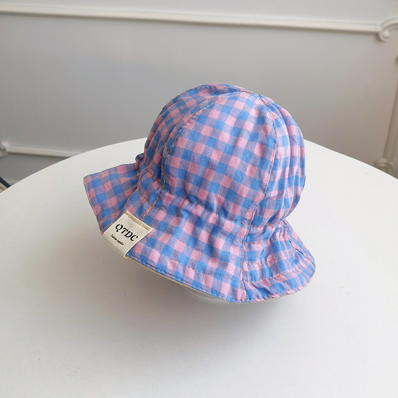 急速发货婴儿渔夫帽夏季薄款遮阳帽宝宝外出防晒帽棉质透气可爱格