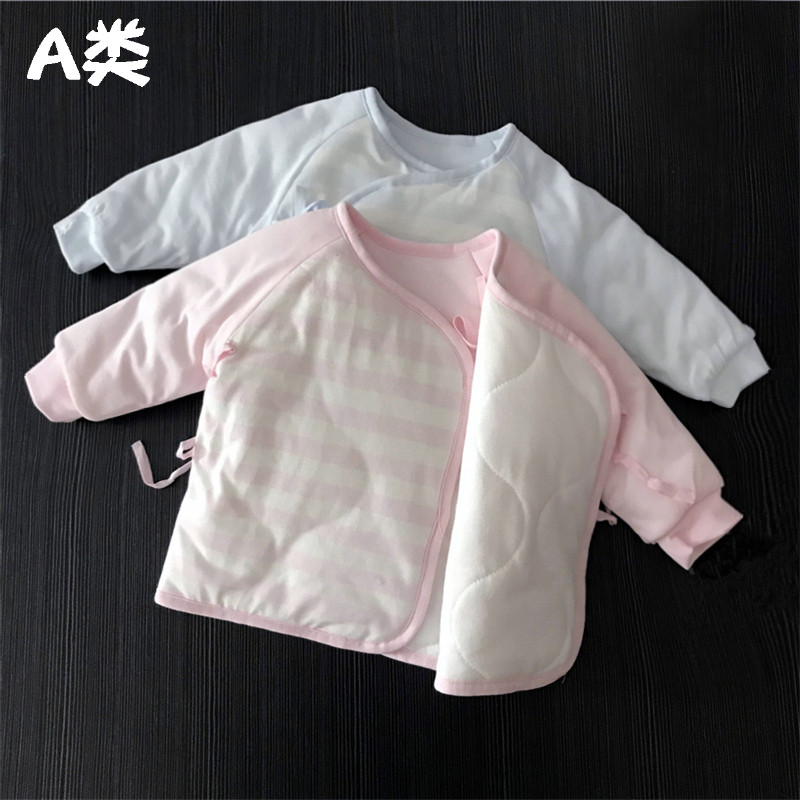 新生儿衣服初生婴儿上衣加厚夹棉保暖秋冬季和尚服宝宝棉衣0-3月