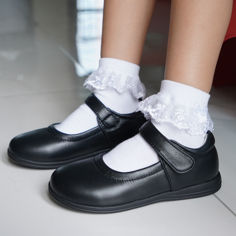 新款香港学生女童黑皮鞋公主鞋真皮软皮头层牛皮儿童演出礼服黑色