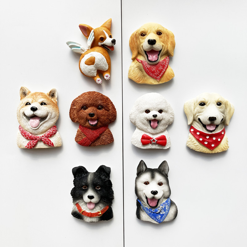 狗狗冰箱贴柴犬磁贴泰迪磁力贴立体世界名犬博美宠物装饰吸铁石