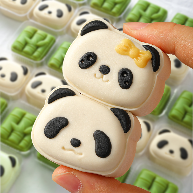 熊猫竹子绿豆糕模具辅食山药糕点模具新款迷你中秋节造型月饼磨具