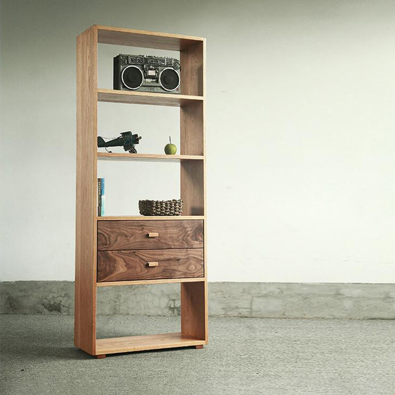书架北欧橡木黑胡桃木全实木置物架组合简约收纳架日式客厅书柜架