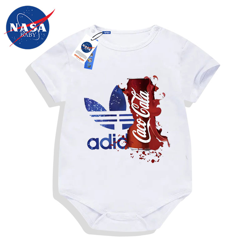 NASA可乐阿迪联名婴儿衣服夏天薄款套装连体衣0-6-12月男孩包屁衣