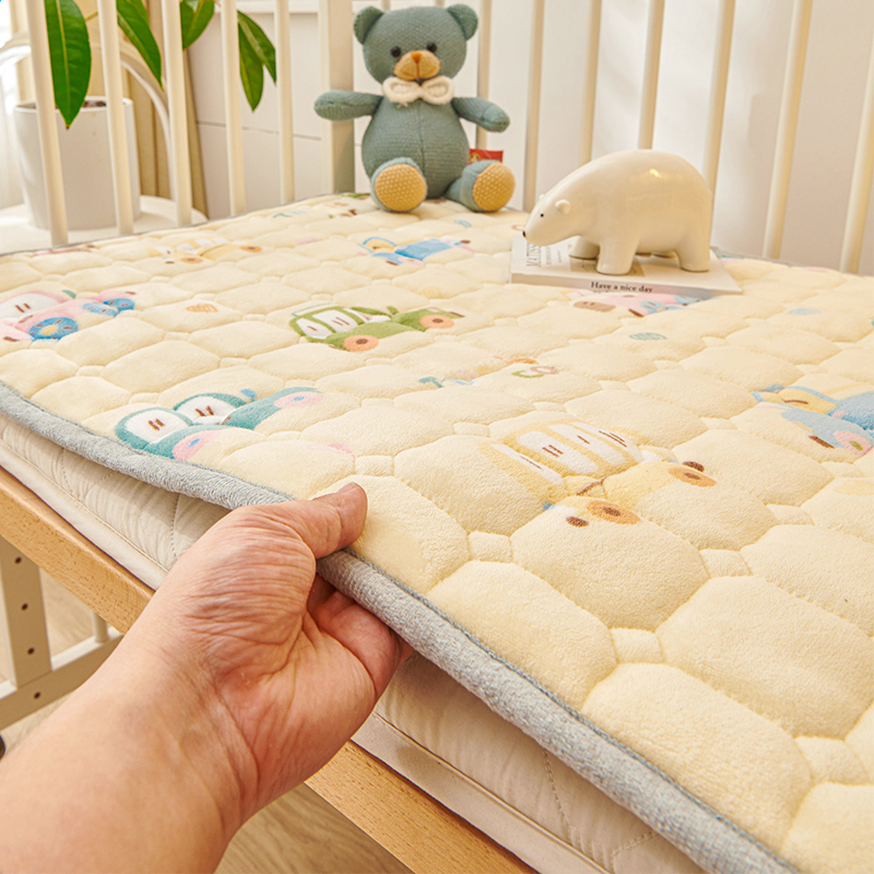 速发婴儿床珊瑚牛奶绒床垫软垫儿童宝宝冬季加厚法兰绒床褥垫垫被