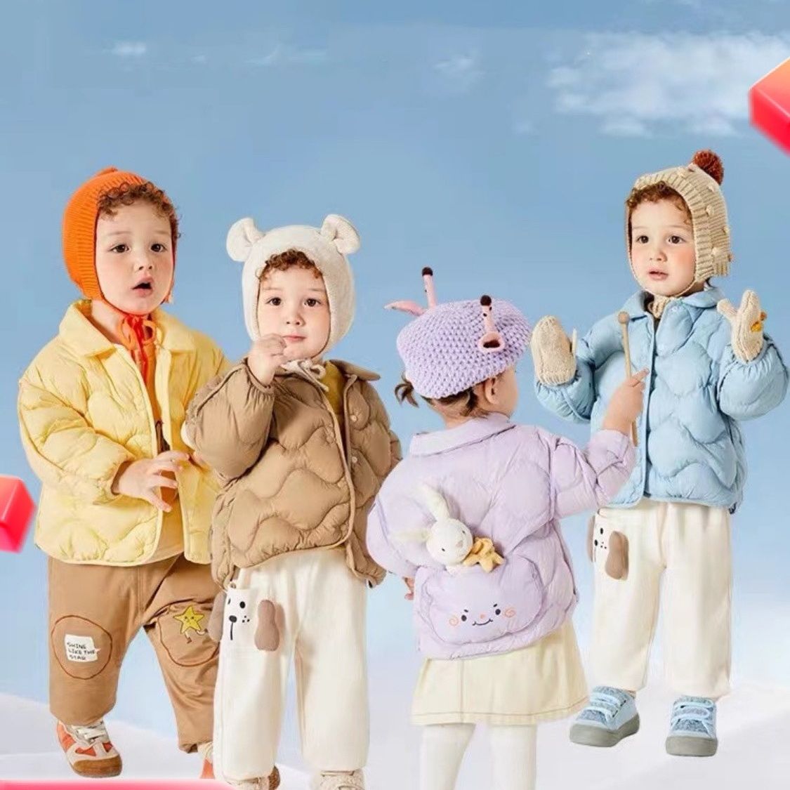 艾伦兔婴儿羽绒服男女童儿童冬装外套加厚宝宝冬季外出中小童童装