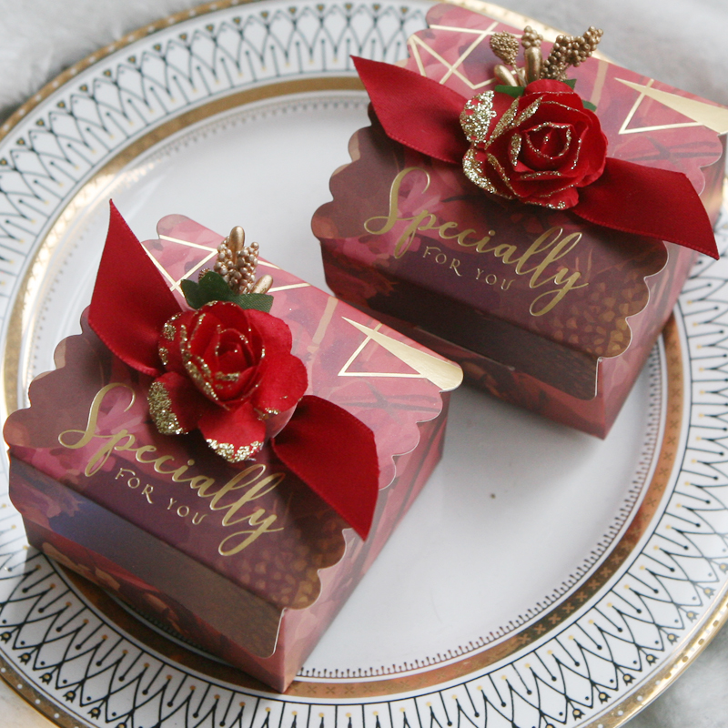 唯爱婚品[十里桃花]结婚喜糖盒子创意婚礼中式糖果盒包装