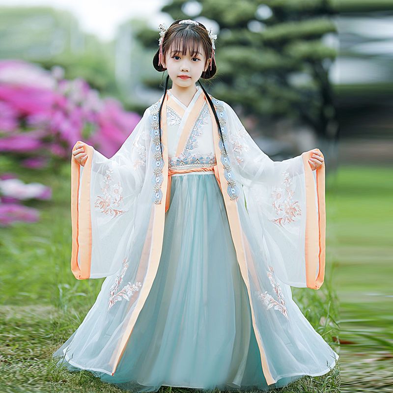 中国风女童汉服夏季儿童古装超仙2021新款大童唐装襦裙高端夏装女
