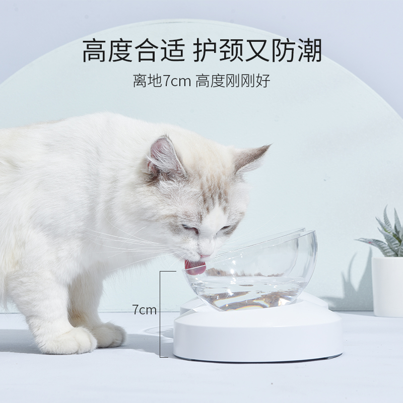 猫碗保护颈椎狗食盆猫咪喝水双碗防打翻宠物粮盆幼猫饮水一体用品