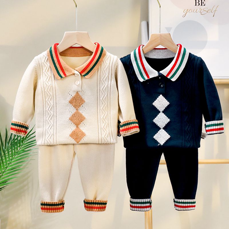 男女宝宝毛衣翻领套装春装婴儿线衣套头时尚韩版婴幼儿外套纱衣