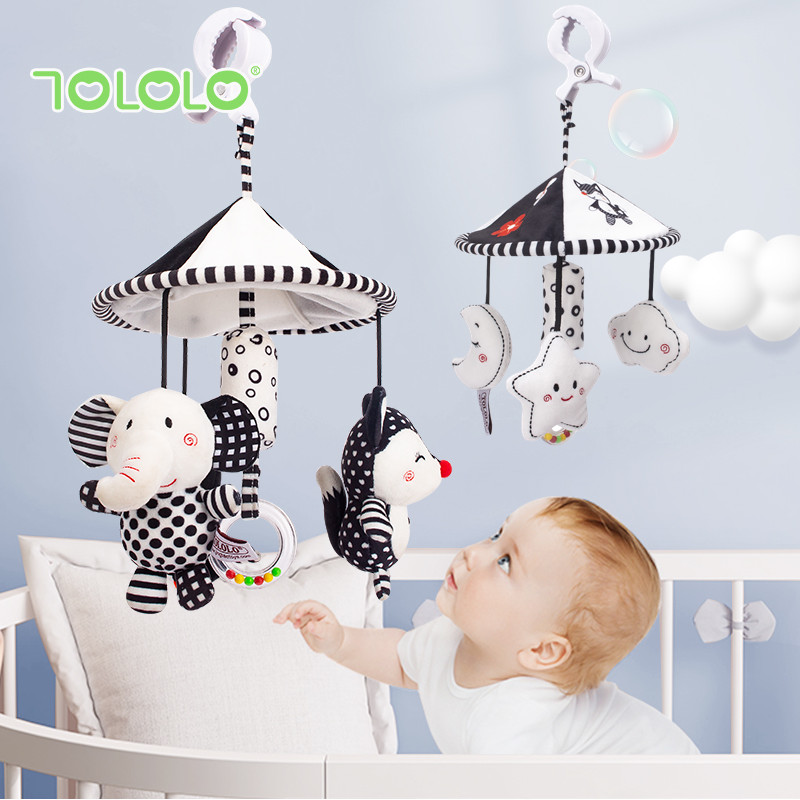 黑白吊伞 新生儿宝宝床铃视觉婴儿推车挂件风铃0-1岁早教玩具安抚