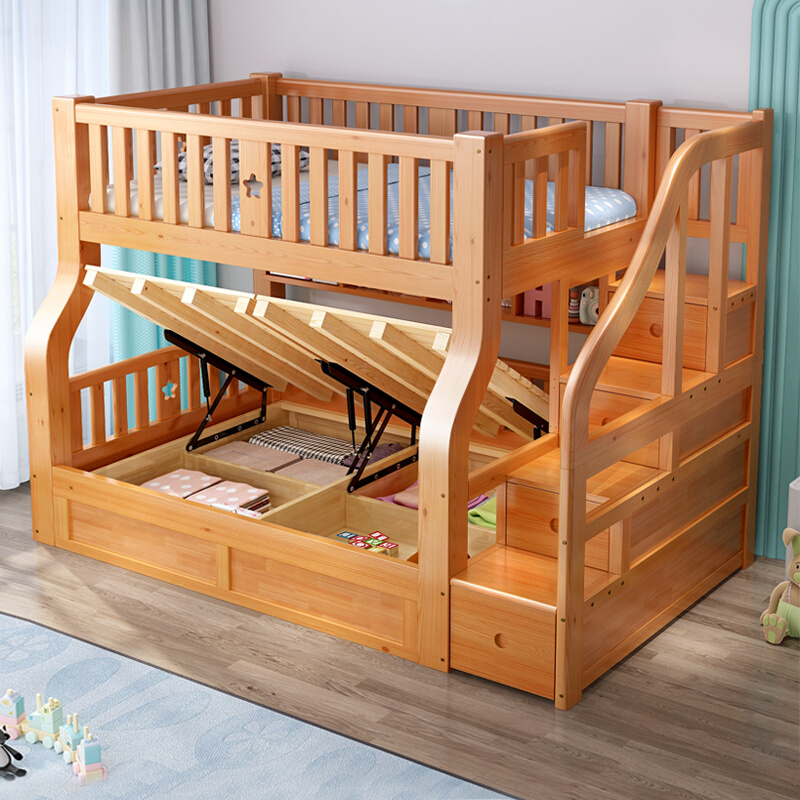 上下床双层床全实木子母床上下铺木床两层儿童床多功能高箱高低床