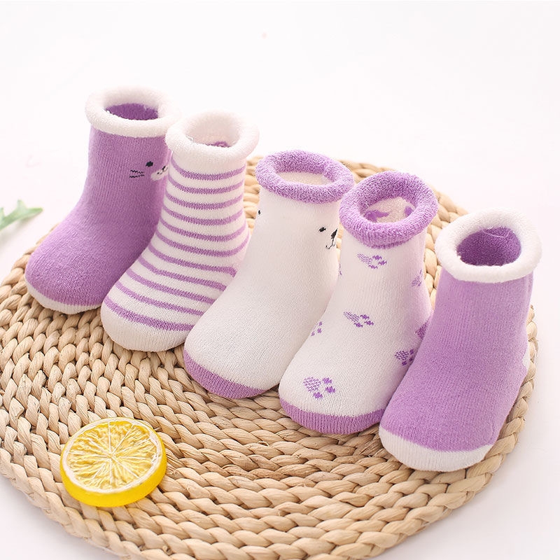 新品五个月宝宝袜子秋冬季0一1岁男女婴儿七个月八个月纯棉袜子可