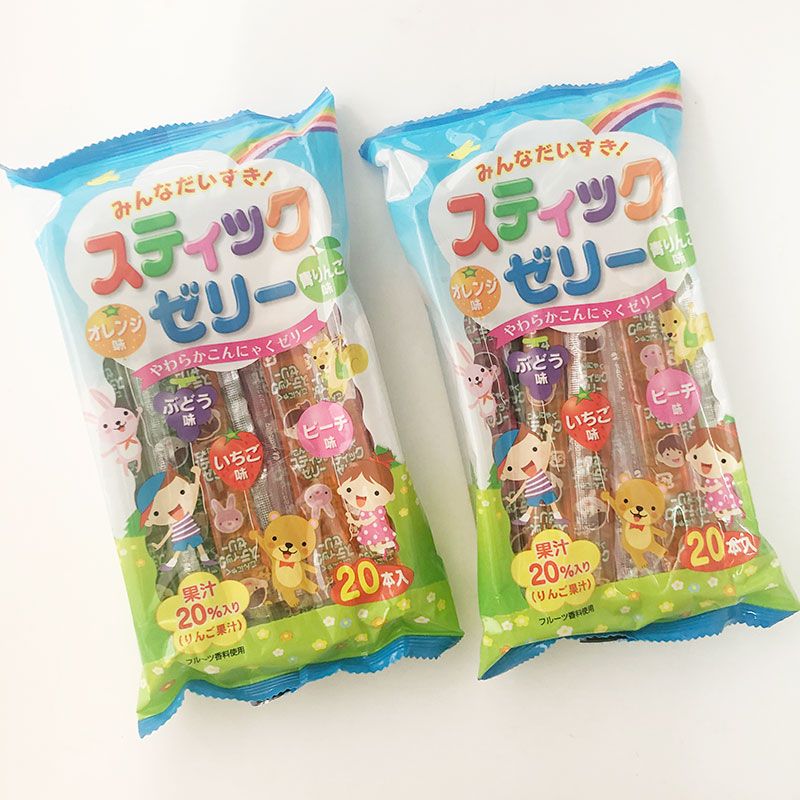 日本进口ribon5种口味果汁果冻条  儿童水果味营养果冻布丁18本入