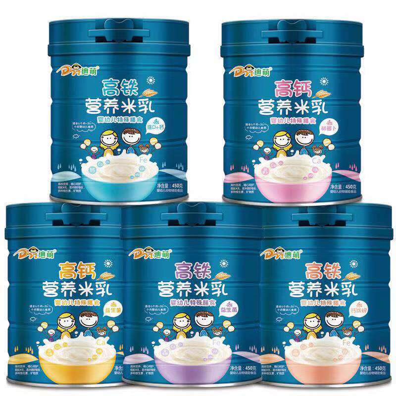 迪萌高铁营养米乳铁锌钙450克罐装适合6至36月婴幼儿高钙米粉米糊