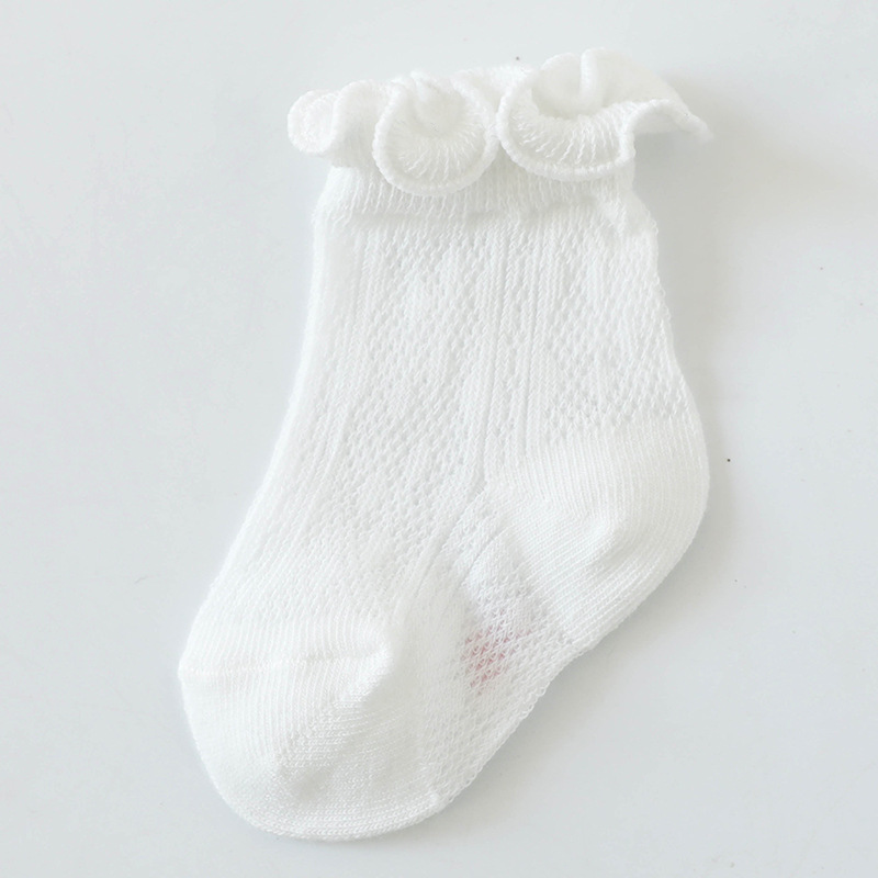 耳边网眼款袜婴儿薄棉质夏季袜儿童松口木筒宝宝袜子女童透气短袜