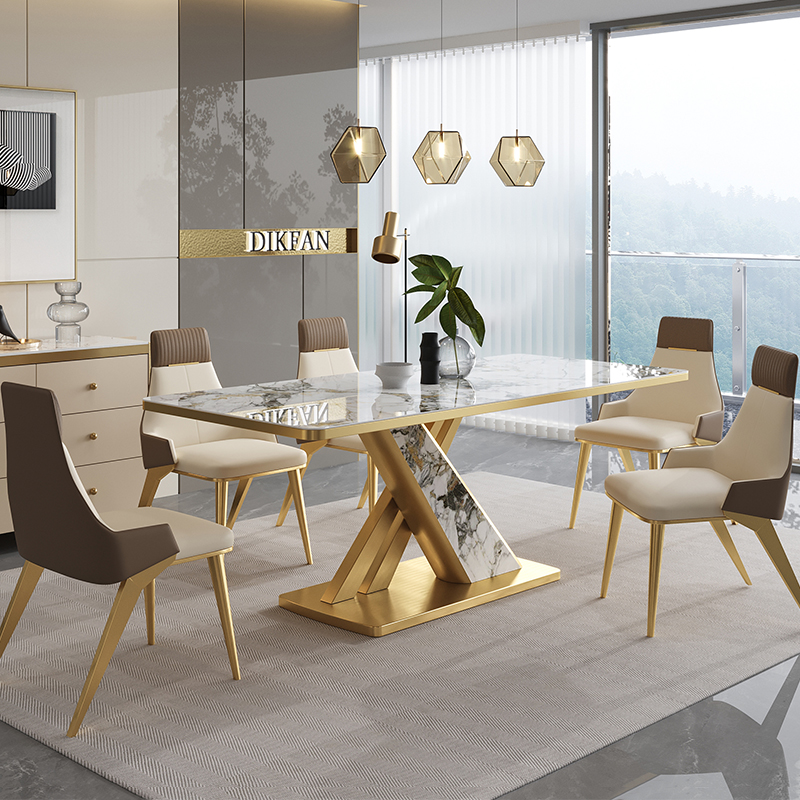 迪芬家居意式极简餐桌2022年新款轻奢家具长方形岩板餐桌椅组合