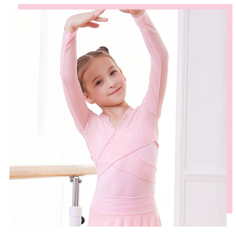 女童芭蕾舞外套夏季披肩弹力儿童舞蹈服长袖上衣幼儿黑白色练功服
