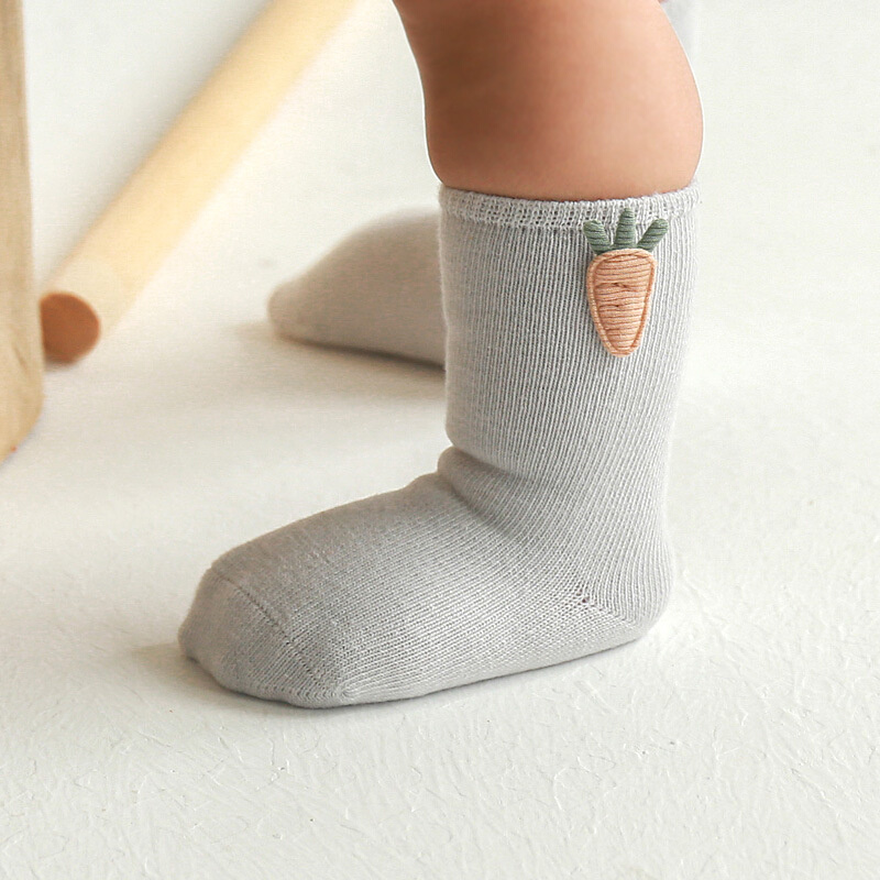 宝宝袜子纯棉春秋0-1-3岁可爱卡通中筒袜婴幼婴儿中短筒棉袜透气