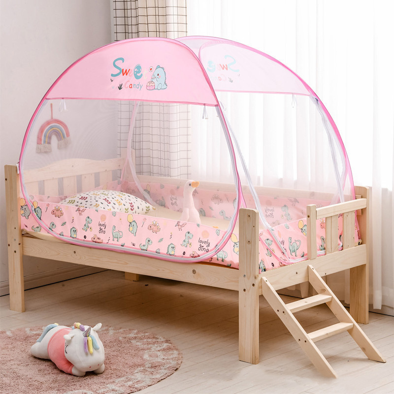 婴儿床罩蚊帐围栏一体小宝宝月子中心三开单开宽60遮光防蚊罩网罩