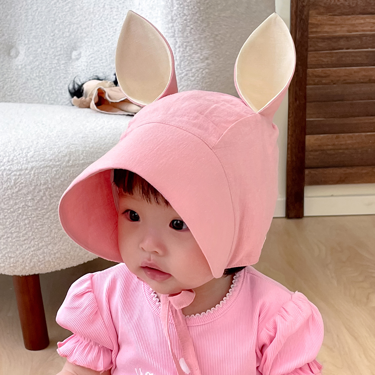 婴儿遮阳帽可爱松鼠大檐防晒防紫外线薄款儿童男女宝宝太阳帽夏季