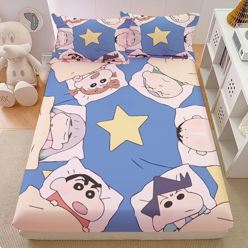 日式可爱儿童蜡笔小新床单卡通磨毛学生宿舍单品床单床笠防滑床罩