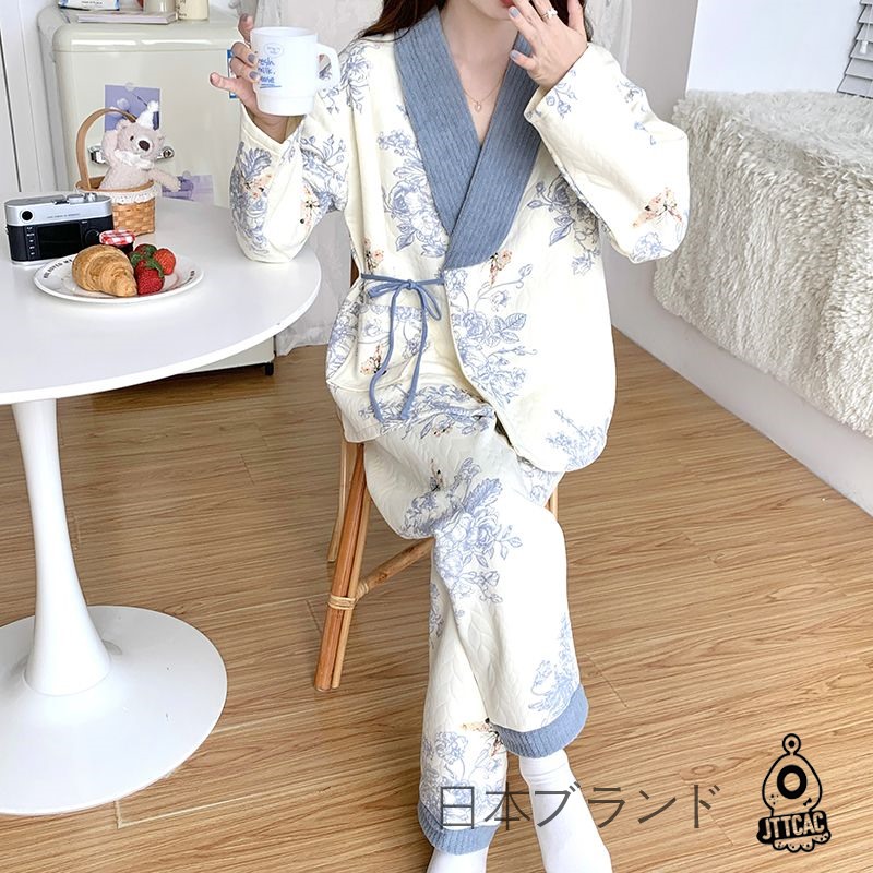 日本JT月子服空气棉春秋冬款产后哺乳两件套喂奶期家居服孕妇睡衣
