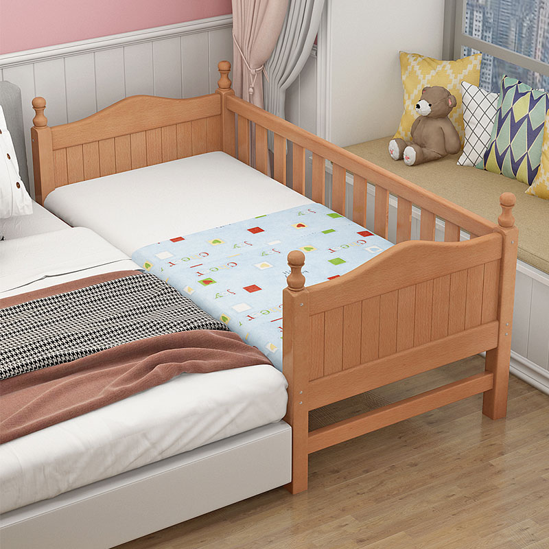 全榉木儿童床拼接床带护栏婴儿床加宽床小孩床定制床实木床拼床