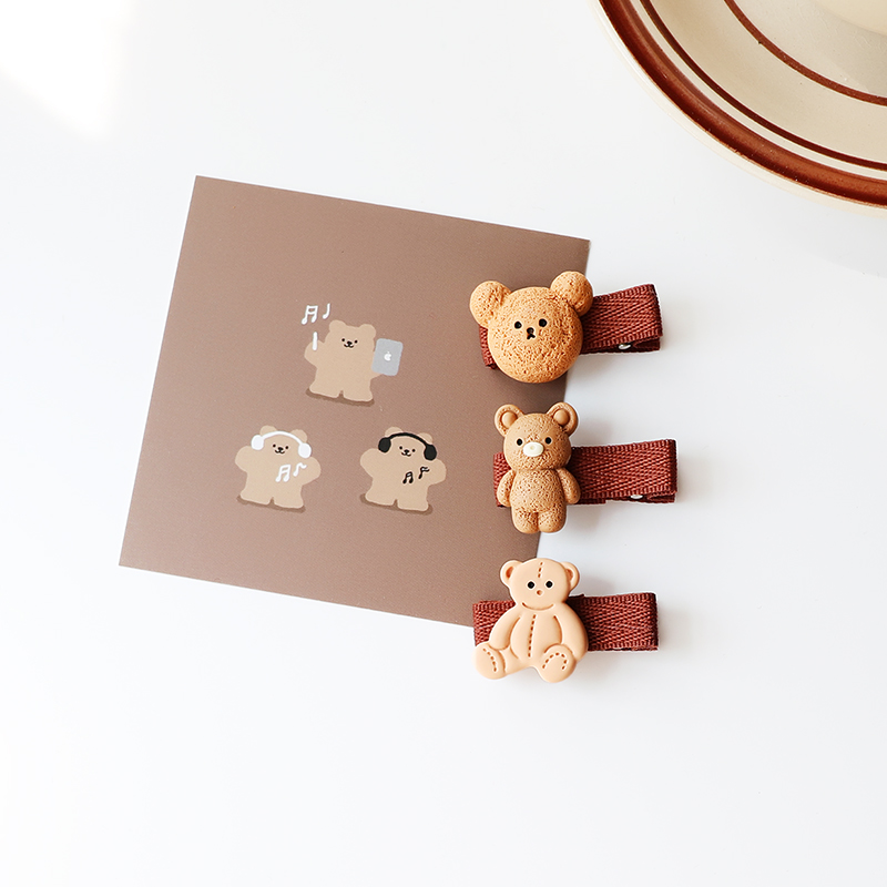 可爱小熊饼干儿童全包发夹发卡刘海碎发夹子幼童边夹发饰品