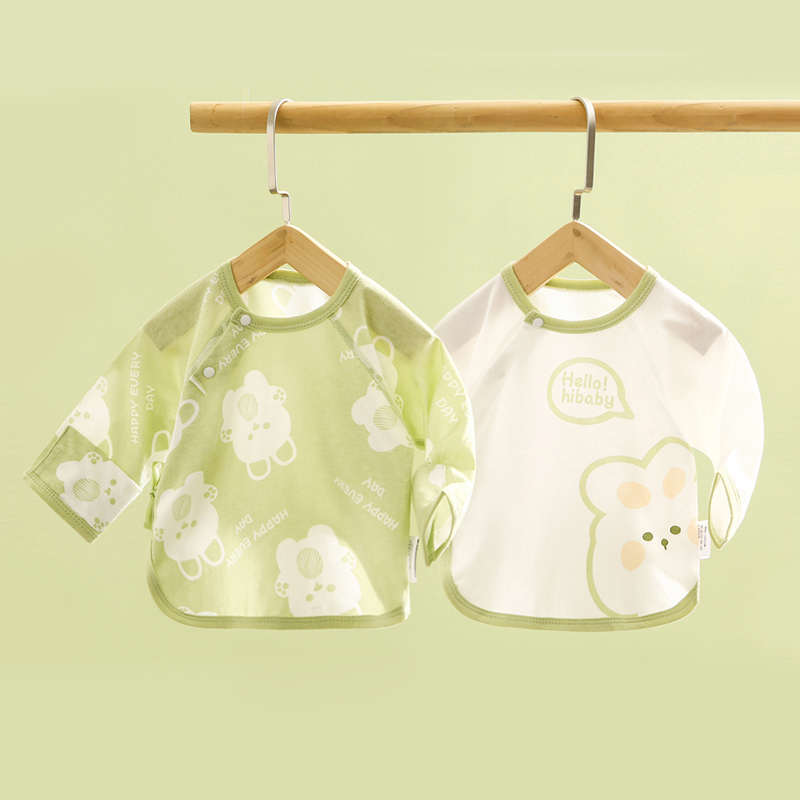 极速2件装 初生婴儿半背衣夏季薄款宝宝衣服纯棉长袖婴幼儿和尚服
