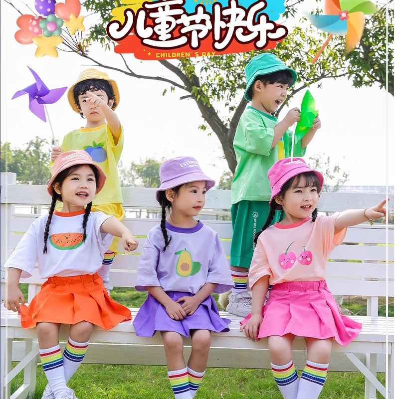 小学生运动会开幕式班服糖果色幼儿园表演套装女儿童啦啦队演出服