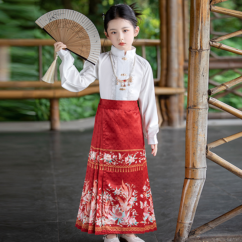 儿童马面裙女童夏季中国风套装小女孩连衣裙唐装国风童装女大童