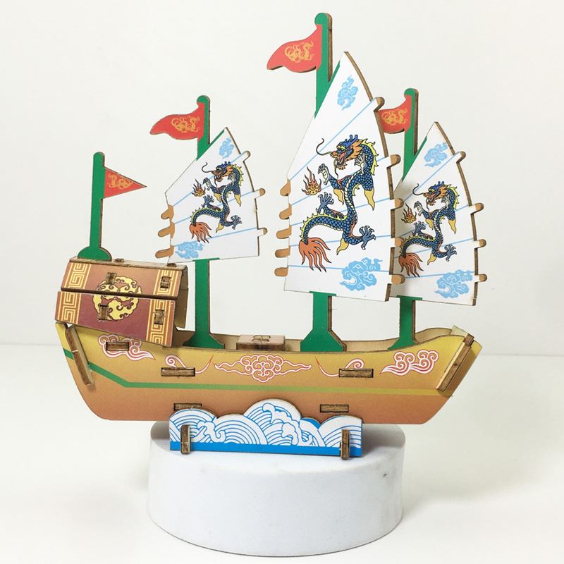 diy手工拼装古船海盗船帆船战舰 木质3D立体拼图益智儿童玩具模型