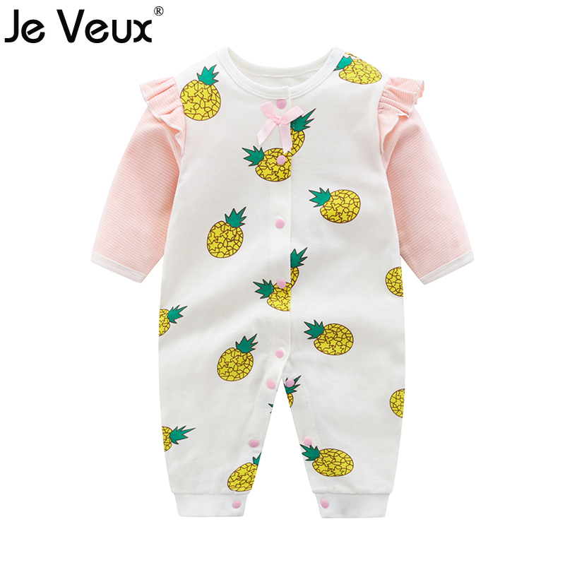 婴儿纯棉衣服夏季薄款新生幼儿空调服连体衣0-1岁女宝宝长袖哈衣