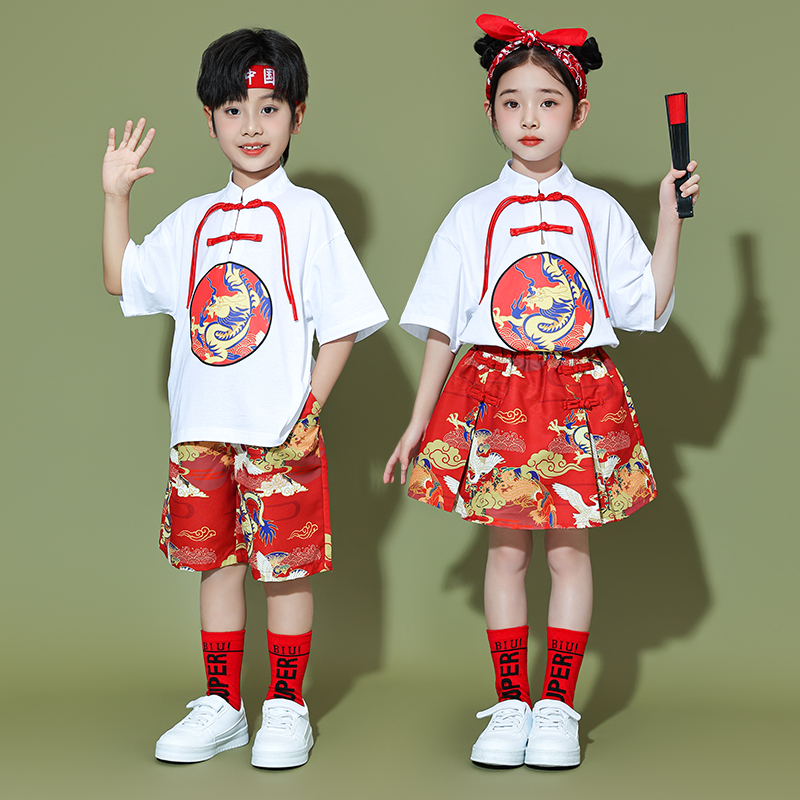 六一儿童大合唱演出服啦啦队表演服幼儿园中国风诗歌朗诵表演汉服