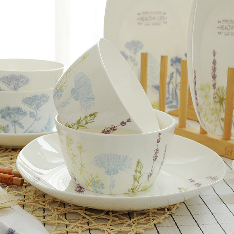 创意简约韩式骨瓷餐具套装陶瓷器碗碟盘子家用组合一人食日式2人
