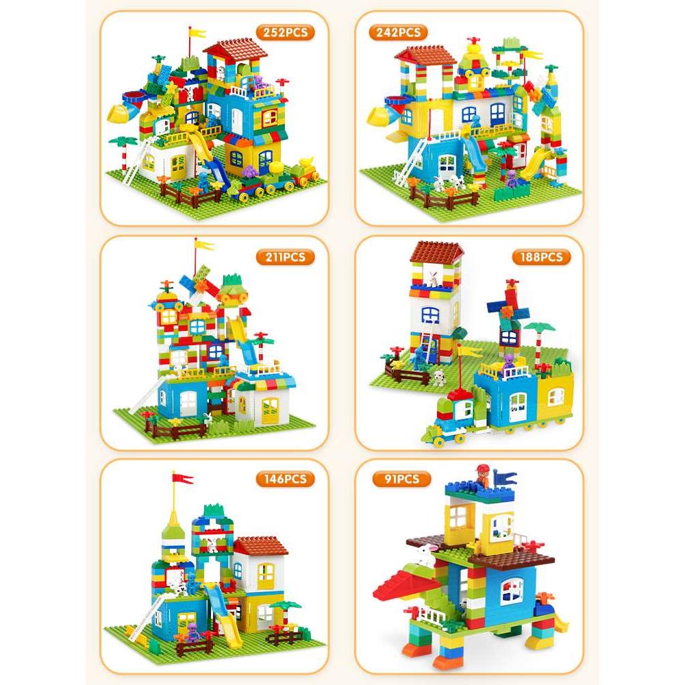 高档大颗粒积木拼装儿童玩具滑道益智男孩女孩子系列城堡建筑新年